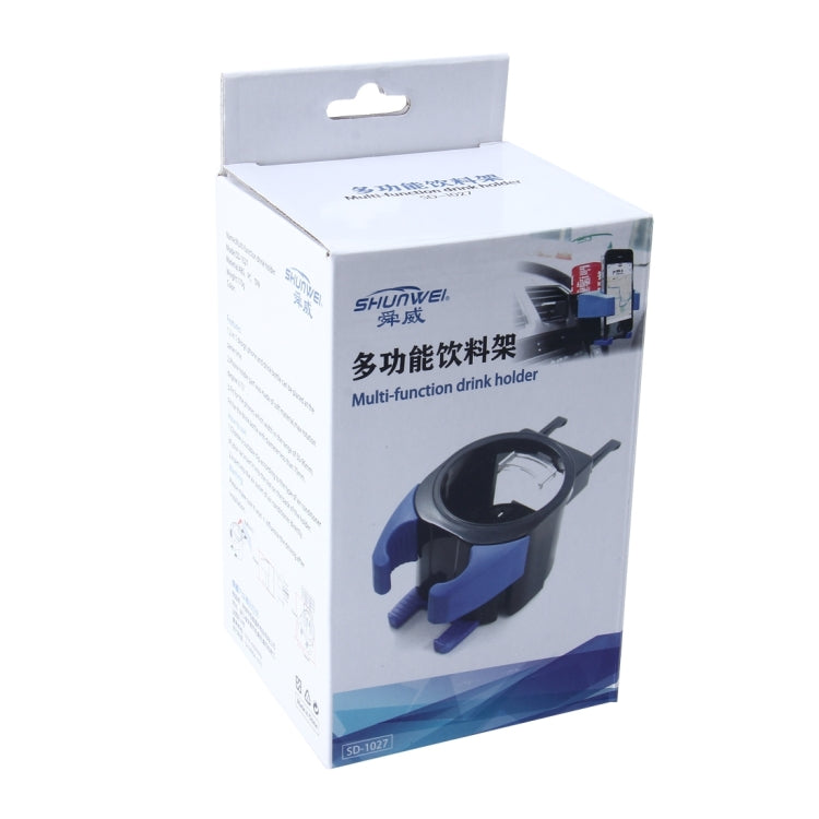 SHUNWEI SD-1027 Car Auto Multi-functional ABS Air Vent Drink Holder Bottle Cup Holder Phone Holder Mobile Mount (Blue) - Car Drink Holders by SHUNWEI | Online Shopping South Africa | PMC Jewellery | Buy Now Pay Later Mobicred