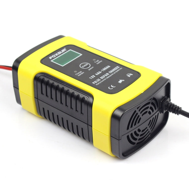 FOXSUR 12V 6A Intelligent Universal Battery Charger for Car Motorcycle, Length: 55cm, US Plug(Yellow) - Battery Charger by FOXSUR | Online Shopping South Africa | PMC Jewellery | Buy Now Pay Later Mobicred