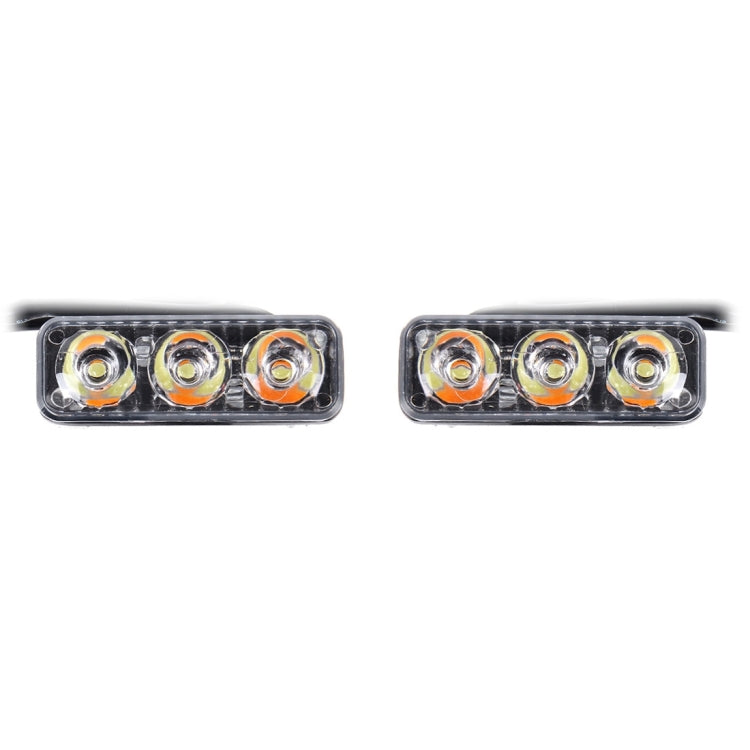 2 PCS DC 12V 6W 400 LM 6000K Tri Circular Car DRL&Turn Light(White Light + Yellow Light), Cable Length: 50cm - Running Lights by PMC Jewellery | Online Shopping South Africa | PMC Jewellery | Buy Now Pay Later Mobicred