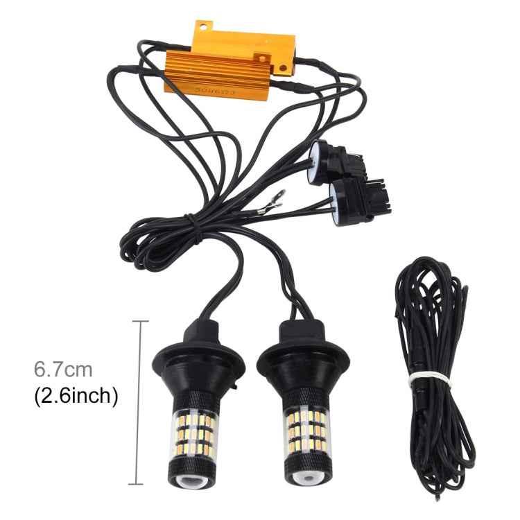 2 PCS 3156 5W 450LM 60LEDs DC 12V SMD-4014 Car Auto Brake Light Turn Signal Lights Car Source Set(White Light+Yellow Light), Cable Length: 40cm - Brake Lights by PMC Jewellery | Online Shopping South Africa | PMC Jewellery | Buy Now Pay Later Mobicred