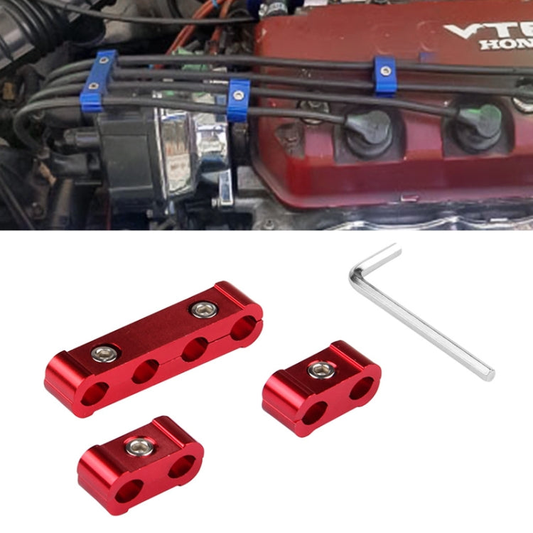 3 PCS Aluminum Engine Spark Plug Wire Separator Divider Organizer Clamp Kit (Red) - Booster Cable & Clip by PMC Jewellery | Online Shopping South Africa | PMC Jewellery | Buy Now Pay Later Mobicred