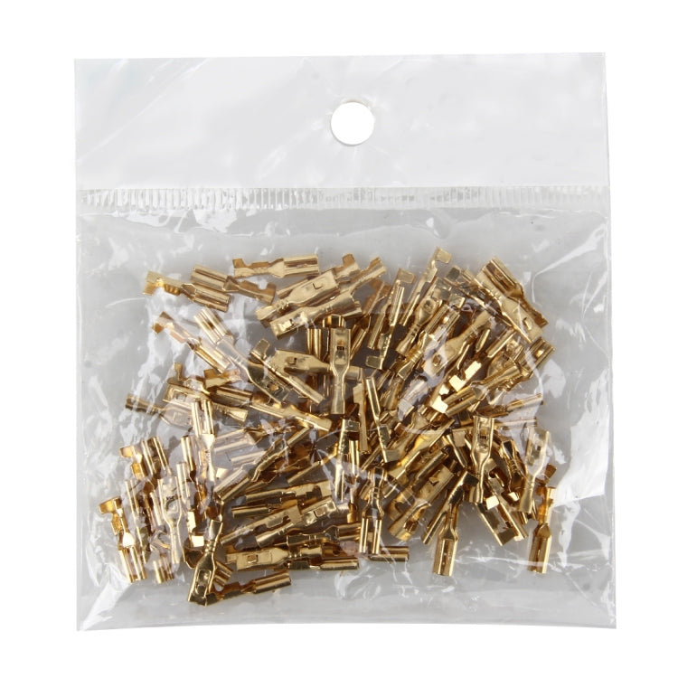 100 PCS 2.8mm Speaker Cable Spade Plug Connector Gold Plated Copper Speaker Cable Terminal - Booster Cable & Clip by PMC Jewellery | Online Shopping South Africa | PMC Jewellery