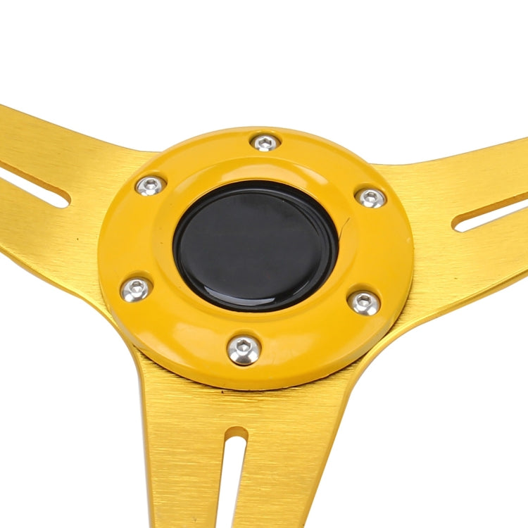 35cm PU Racing Sport Hand Wheel Car Modified Steering Wheel(Gold) - Steering Wheel Accessories by PMC Jewellery | Online Shopping South Africa | PMC Jewellery | Buy Now Pay Later Mobicred