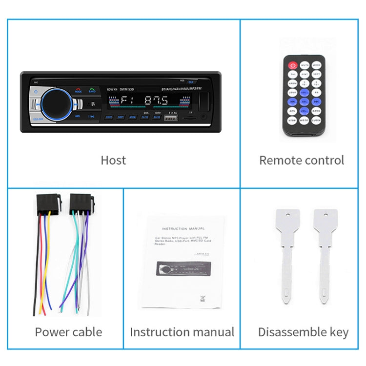 SWM-530 12V Universal Car Dual USB Charger Radio Receiver MP3 Player, Support FM & Bluetooth with Remote Control - Car MP3 & MP4 & MP5 by PMC Jewellery | Online Shopping South Africa | PMC Jewellery | Buy Now Pay Later Mobicred