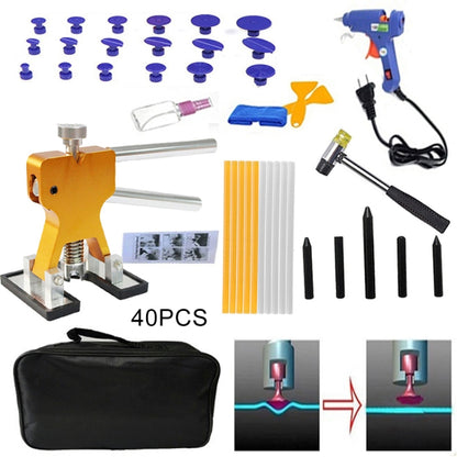 40 in 1 Auto Car Metal PDR Dent Lifter-Glue Puller Tab Hail Removal Paintless Car Dent Repair Tools Kit, with 20W Glue Gun, US Plug or EU Plug - Hand Tool Sets by PMC Jewellery | Online Shopping South Africa | PMC Jewellery | Buy Now Pay Later Mobicred