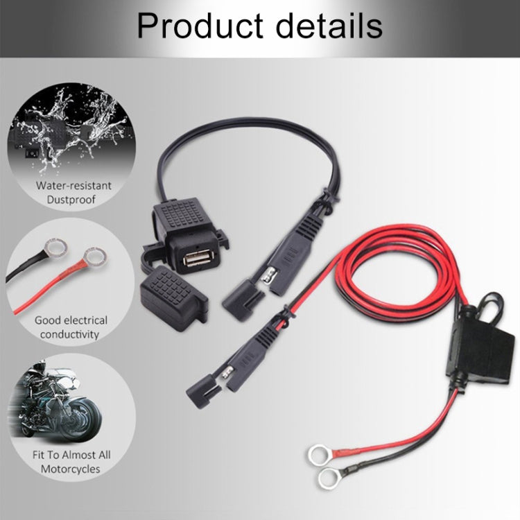 Motorcycle 5V 2.1A Waterproof USB Charger Kit SAE to USB Adapter, with Extension Harness - Battery Charger by PMC Jewellery | Online Shopping South Africa | PMC Jewellery | Buy Now Pay Later Mobicred