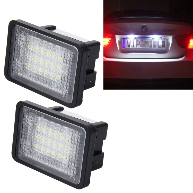 2 PCS License Plate Light with 18  SMD-3528 Lamps for Mercedes-Benz GLK X204 ,2W 120LM, DC12V (White Light) - License Plate Lights by PMC Jewellery | Online Shopping South Africa | PMC Jewellery | Buy Now Pay Later Mobicred