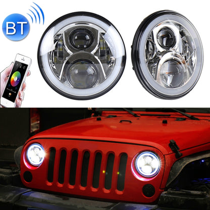 2 PCS 7 inch DC12V 6000K-6500K 50W Car LED Headlight Cree Lamp Beads for Jeep Wrangler / Harley, Support APP + Bluetooth Control(Silver) - LED Headlamps by PMC Jewellery | Online Shopping South Africa | PMC Jewellery | Buy Now Pay Later Mobicred