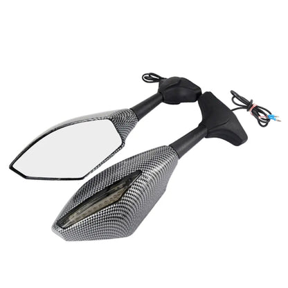 Motorcycle Modified Rear View Mirror Set with Light for Kawasaki (Carbon Fiber Black) - Side Mirrors by PMC Jewellery | Online Shopping South Africa | PMC Jewellery | Buy Now Pay Later Mobicred