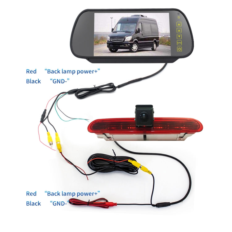 PZ472 Car Waterproof 170 Degree Brake Light View Camera + 7 inch Rearview Monitor for Fiat / Opel - Rear View Cameras by PMC Jewellery | Online Shopping South Africa | PMC Jewellery | Buy Now Pay Later Mobicred