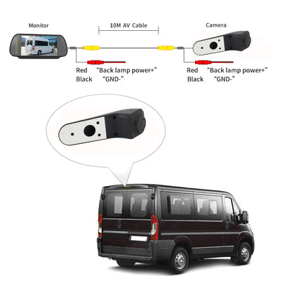 PZ475 Car Waterproof 170 Degree Brake Light View Camera + 7 inch Rearview Monitor for Volkswagen Crafter - Rear View Cameras by PMC Jewellery | Online Shopping South Africa | PMC Jewellery | Buy Now Pay Later Mobicred