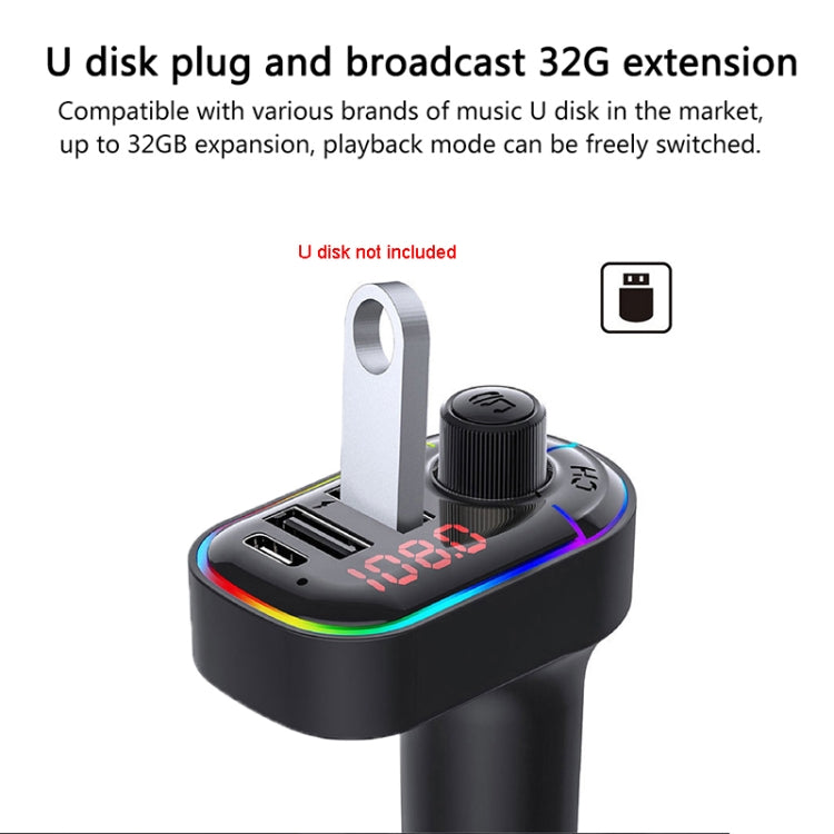 C12 Multifunctional Car Dual USB Charger Bluetooth FM Transmitter with Atmosphere Light - Bluetooth Car Kits by PMC TechLife | Online Shopping South Africa | PMC TechLife | Buy Now Pay Later Mobicred