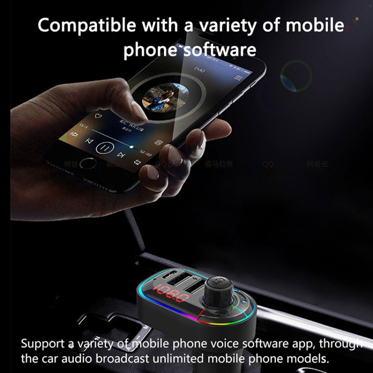 C12 Multifunctional Car Dual USB Charger Bluetooth FM Transmitter with Atmosphere Light - Bluetooth Car Kits by PMC TechLife | Online Shopping South Africa | PMC TechLife | Buy Now Pay Later Mobicred