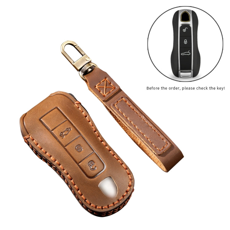 Hallmo Car Cowhide Leather Key Protective Cover Key Case for Porsche Macan 718 2021 B Style(Blue) - free shipping - PMC TechLife - Order now!