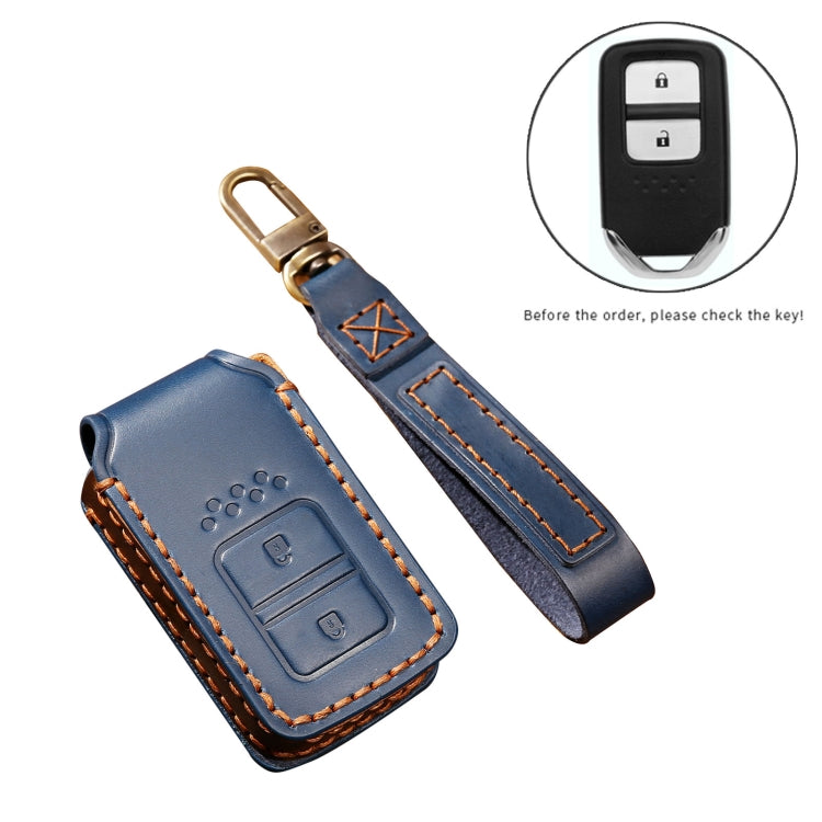 Hallmo Car Cowhide Leather Key Protective Cover Key Case for Honda 2-button(Brown) - Car Key Cases by Hallmo | Online Shopping South Africa | PMC Jewellery | Buy Now Pay Later Mobicred