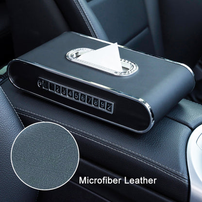 Car Dashboard Diamond Paper Towel Box with Temporary Parking Phone Number Card & Phone Holder & Clock(Coffee) - Tissue Boxes by PMC Jewellery | Online Shopping South Africa | PMC Jewellery | Buy Now Pay Later Mobicred