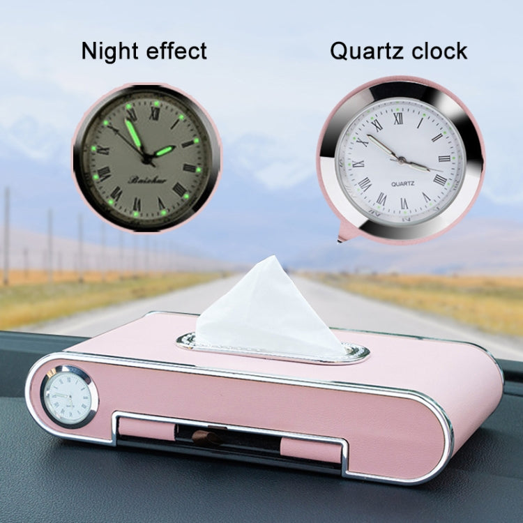 Car Dashboard Diamond Paper Towel Box with Temporary Parking Phone Number Card & Phone Holder & Clock(Coffee) - Tissue Boxes by PMC Jewellery | Online Shopping South Africa | PMC Jewellery | Buy Now Pay Later Mobicred