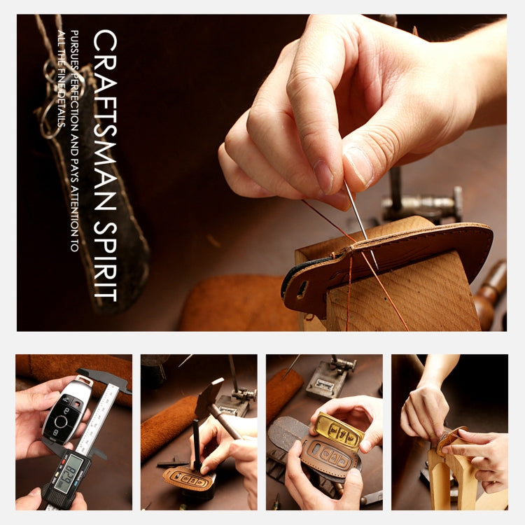 Hallmo Car Cowhide Leather Key Protective Cover Key Case for Hyundai 7-button(Brown) - Car Key Cases by Hallmo | Online Shopping South Africa | PMC TechLife | Buy Now Pay Later Mobicred