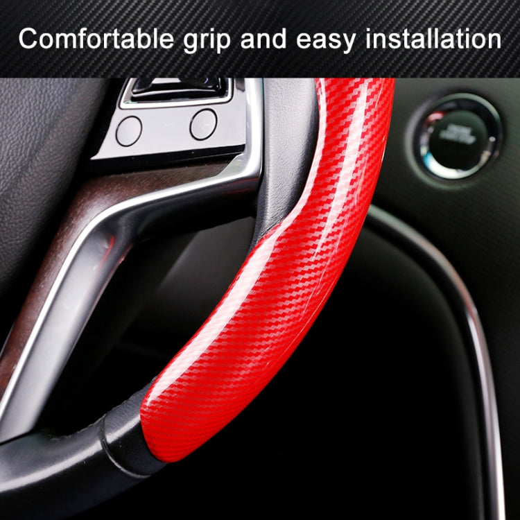 Car Universal Carbon Fiber Steering Wheel Cover (Red) - Steering Wheel Accessories by PMC Jewellery | Online Shopping South Africa | PMC Jewellery | Buy Now Pay Later Mobicred