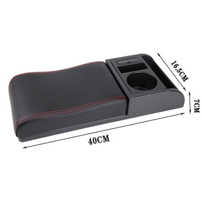 Car Multi-functional Dual USB Armrest Box Booster Pad, Microfiber Leather Curved Type (Black Red) - Seat Accessories by PMC Jewellery | Online Shopping South Africa | PMC Jewellery | Buy Now Pay Later Mobicred