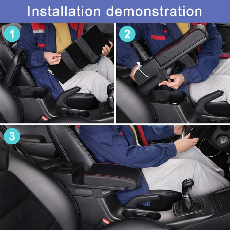 Car Multi-functional Dual USB Armrest Box Booster Pad, Carbon Fiber Leather Curved Type (Black) - Seat Accessories by PMC TechLife | Online Shopping South Africa | PMC TechLife | Buy Now Pay Later Mobicred