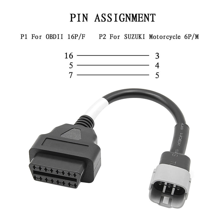 Motorcycle OBD 16PIN Female to 6PIN Connector Cable for Suzuki - Cables & Connectors by PMC TechLife | Online Shopping South Africa | PMC TechLife | Buy Now Pay Later Mobicred