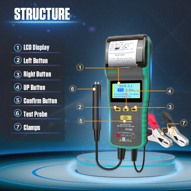 DUOYI DY23D Car Brake Fluid Detection Pen with Print Function - Electronic Test by DUOYI | Online Shopping South Africa | PMC Jewellery | Buy Now Pay Later Mobicred