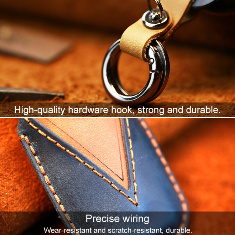 For Ford Car Cowhide Leather Key Protective Cover Key Case, Three Keys Version (Red) - Car Key Cases by PMC Jewellery | Online Shopping South Africa | PMC Jewellery | Buy Now Pay Later Mobicred