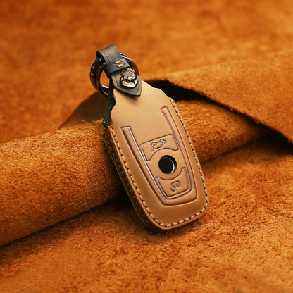 For BMW Old Style Car Cowhide Leather Key Protective Cover Key Case, Two Keys Version (Brown) - Car Key Cases by PMC Jewellery | Online Shopping South Africa | PMC Jewellery | Buy Now Pay Later Mobicred