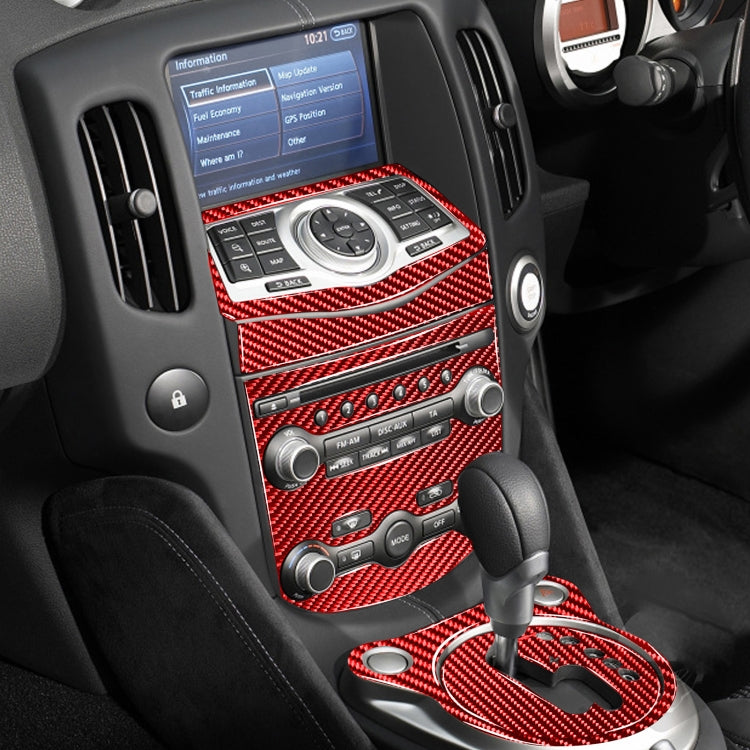10 in 1 Car Carbon Fiber Central Control Gear Multimedia Decorative Sticker for Nissan 370Z / Z34 2009-, Right Drive (Red) - Car Interior Mouldings by PMC Jewellery | Online Shopping South Africa | PMC Jewellery | Buy Now Pay Later Mobicred