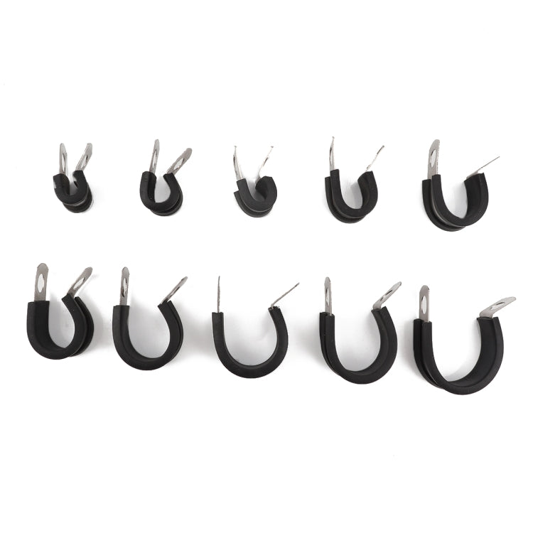 10 PCS Car Rubber Cushion Pipe Clamps Stainless Steel Clamps, Size: 13/8 inch (42mm) - Booster Cable & Clip by PMC Jewellery | Online Shopping South Africa | PMC Jewellery | Buy Now Pay Later Mobicred