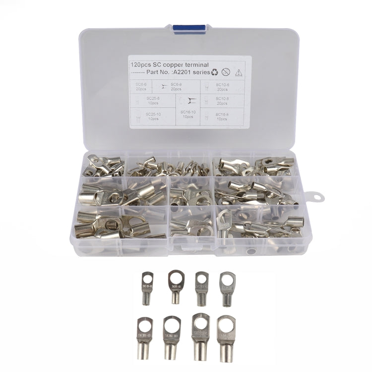 120 in 1 Boat / Car Bolt Hole Tinned Copper Terminals Set Wire Terminals Connector Cable Lugs SC Terminals - Nuts & Bolts by PMC Jewellery | Online Shopping South Africa | PMC Jewellery | Buy Now Pay Later Mobicred