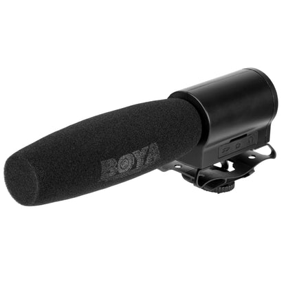 BOYA BY-DMR7 Shotgun Condenser Broadcast Microphone with LCD Display & Integrated Flash Recorder for Canon / Nikon / Sony DSLR Cameras and Video Cameras(Black) - Camera Microphone by BOYA | Online Shopping South Africa | PMC Jewellery | Buy Now Pay Later Mobicred