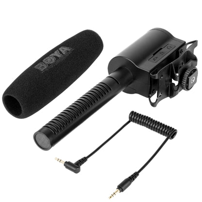 BOYA BY-DMR7 Shotgun Condenser Broadcast Microphone with LCD Display & Integrated Flash Recorder for Canon / Nikon / Sony DSLR Cameras and Video Cameras(Black) - Camera Microphone by BOYA | Online Shopping South Africa | PMC Jewellery | Buy Now Pay Later Mobicred