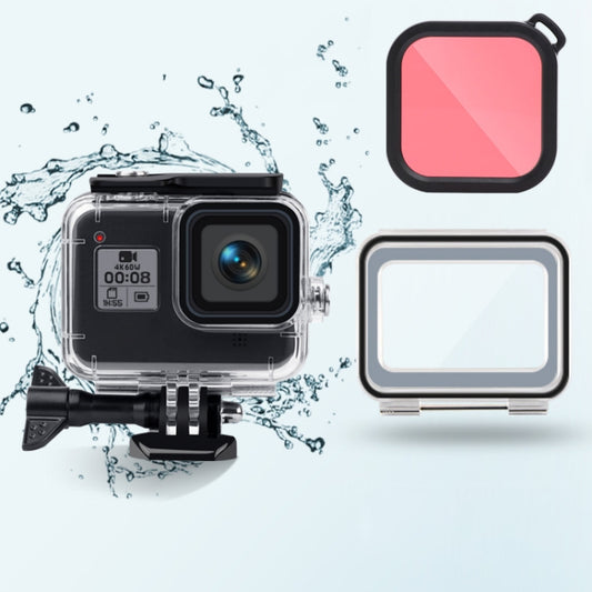 45m Waterproof Case + Touch Back Cover + Color Lens Filter for GoPro HERO8 Black (Pink) - Waterproof Cases by PMC Jewellery | Online Shopping South Africa | PMC Jewellery | Buy Now Pay Later Mobicred