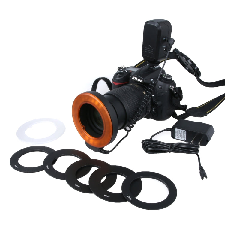 Circular LED Flash Light with 48 LED Lights & 6 Adapter Rings(49mm/52mm/55mm/58mm/62mm/67mm) for Macro Lens(Orange) - free shipping - PMC TechLife - Order now!