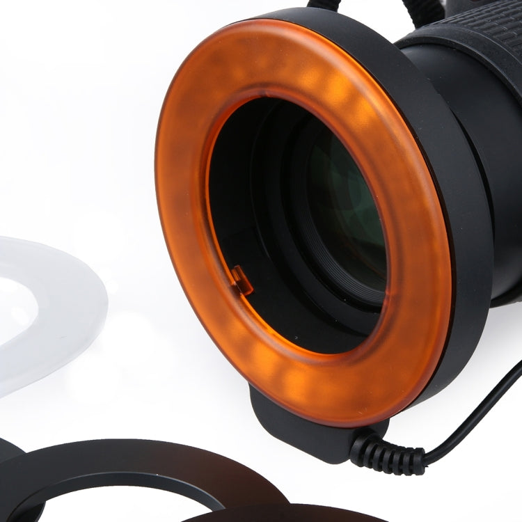 Circular LED Flash Light with 48 LED Lights & 6 Adapter Rings(49mm/52mm/55mm/58mm/62mm/67mm) for Macro Lens(Orange) - free shipping - PMC TechLife - Order now!