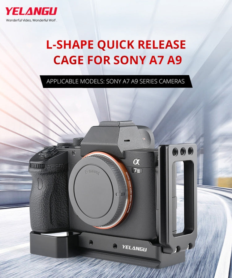YELANGU CL6 YLG0712A Vertical Shoot Quick Release L Plate Bracket Base Holder for Sony A9 (ILCE-9) / A7 III/ A7R III(Black) - free shipping - PMC TechLife - Order now!