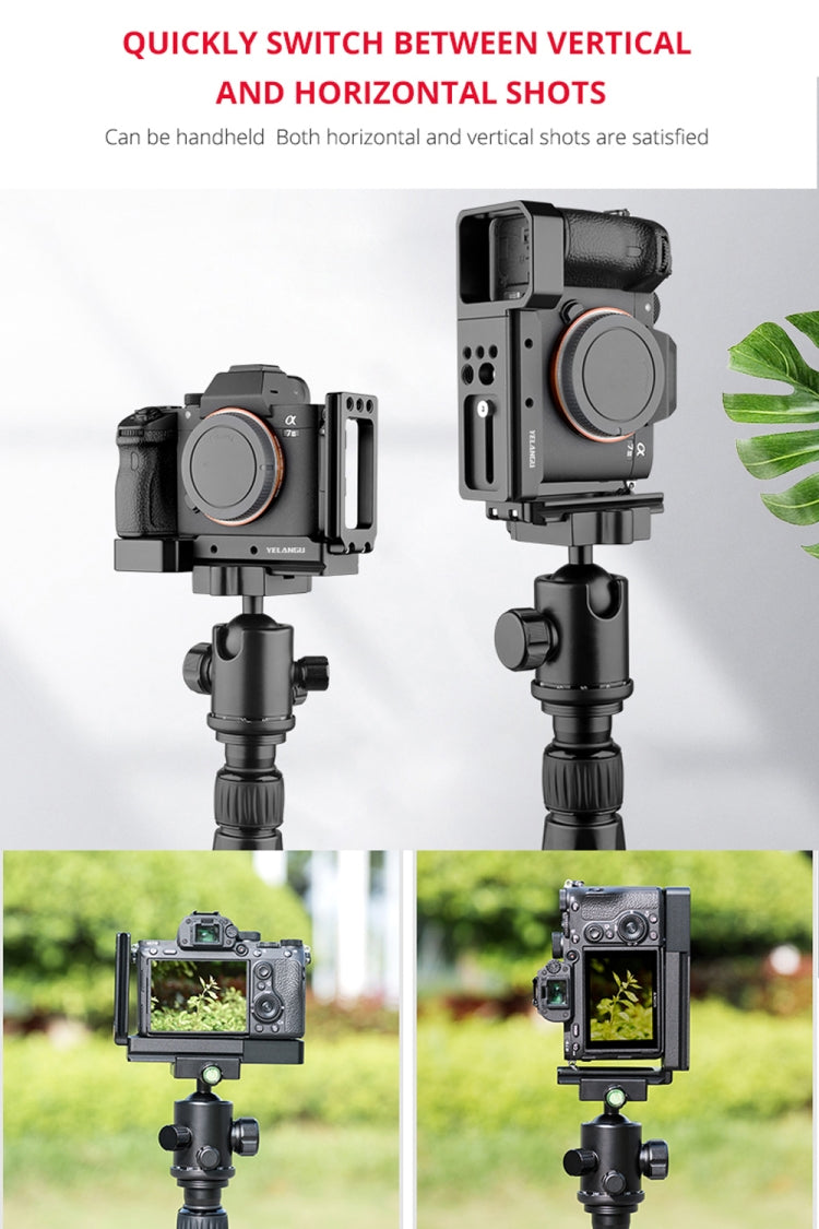 YELANGU CL6 YLG0712A Vertical Shoot Quick Release L Plate Bracket Base Holder for Sony A9 (ILCE-9) / A7 III/ A7R III(Black) - free shipping - PMC TechLife - Order now!