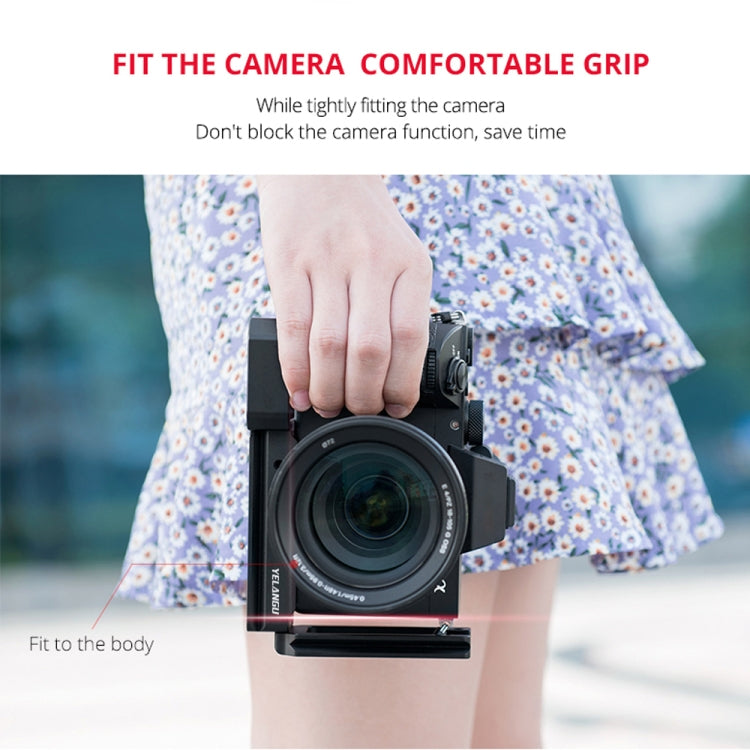 YELANGU CL6 YLG0712A Vertical Shoot Quick Release L Plate Bracket Base Holder for Sony A9 (ILCE-9) / A7 III/ A7R III(Black) - free shipping - PMC TechLife - Order now!