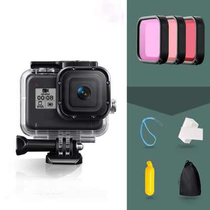 For GoPro HERO8 Black 45m Waterproof Housing Protective Case with Buckle Basic Mount & Screw & (Purple, Red, Pink) Filters & Floating Bobber Grip & Strap & Anti-Fog Inserts (Transparent) - Waterproof Cases by PMC Jewellery | Online Shopping South Africa | PMC Jewellery | Buy Now Pay Later Mobicred