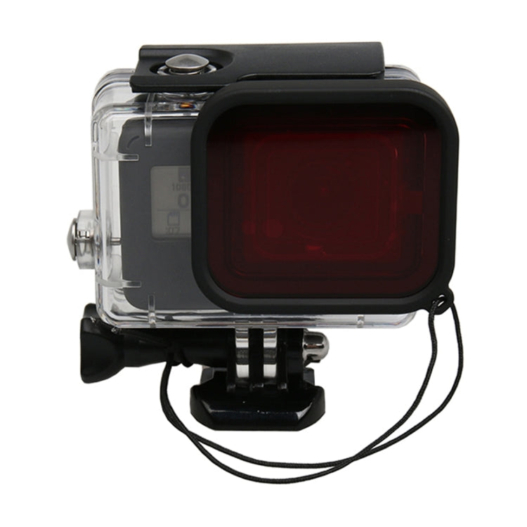 For GoPro HERO5 30m Waterproof PC & ABS Housing Protective Case + Camera Lens Red Quadrate Filter with Buckle Basic Mount & Long Screw & Anti-lost Hand Strap - Waterproof Cases by PMC Jewellery | Online Shopping South Africa | PMC Jewellery | Buy Now Pay Later Mobicred