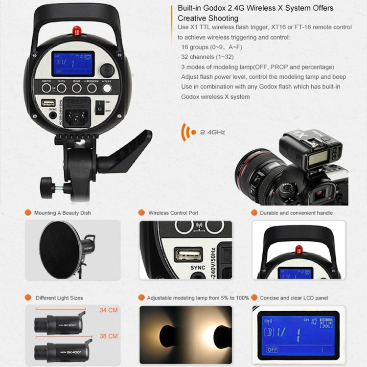 Godox SK400II Studio Flash Light 150Ws Bowens Mount Studio Speedlight(EU Plug) - free shipping - PMC TechLife - Order now!