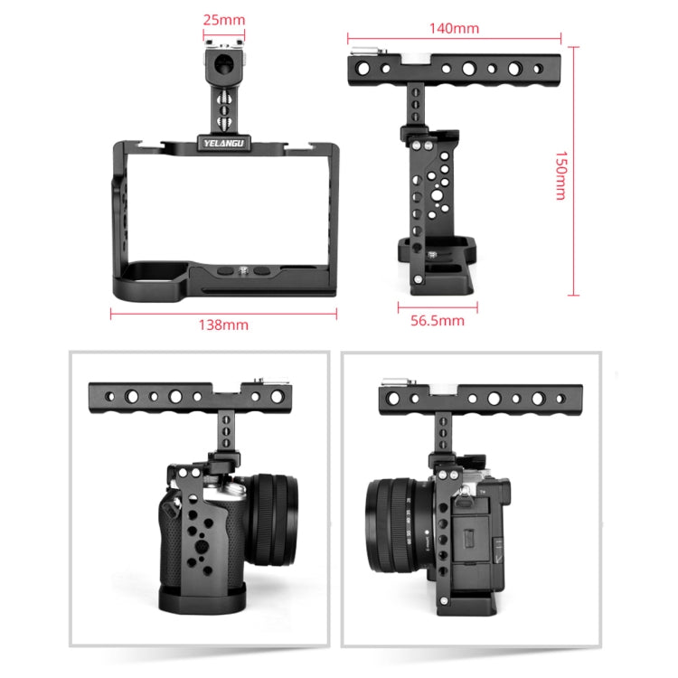 YELANGU C24 Video Camera Cage Stabilizer Kit with Handle for Sony Alpha 7C / A7C / ILCE-7C (Black) - Camera Cage by YELANGU | Online Shopping South Africa | PMC Jewellery | Buy Now Pay Later Mobicred