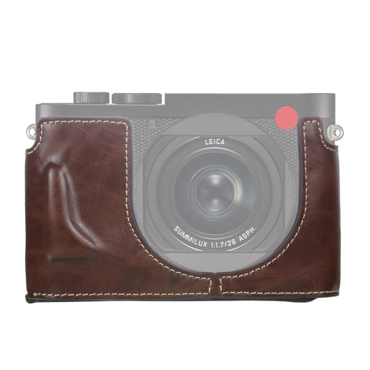 1/4 inch Thread PU Leather Camera Half Case Base for Leica Q2(Coffee) - Half Case by PMC Jewellery | Online Shopping South Africa | PMC Jewellery | Buy Now Pay Later Mobicred