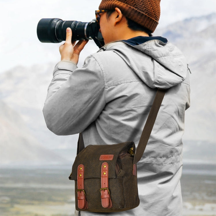 CADEN N1 Simple Retro Multifunctional Canvas Waterproof Digital Camera Photography Bag (Beige White) - free shipping - PMC TechLife - Order now!