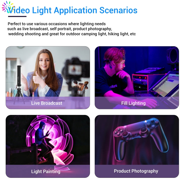 LUXCeO P100 RGB Photo Video Light Stick Handheld Fill Light with Remote Control & Grid Softbox - free shipping - PMC TechLife - Order now!