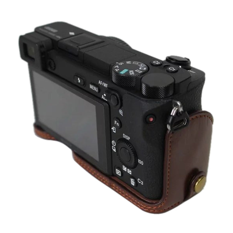 1/4 inch Thread PU Leather Camera Half Case Base for Sony ILCE-A6500 / A6500 (Brown) - Half Case by PMC TechLife | Online Shopping South Africa | PMC TechLife | Buy Now Pay Later Mobicred