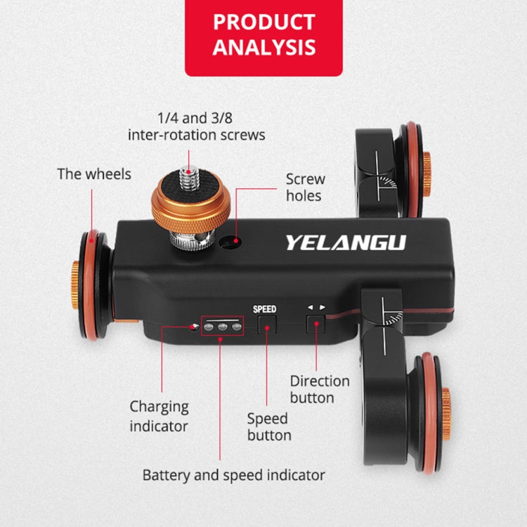 YELANGU L4X Camera Wheel Dolly + PC03 Phone Clamp with Remote, Load: 3kg - free shipping - PMC TechLife - Order now!