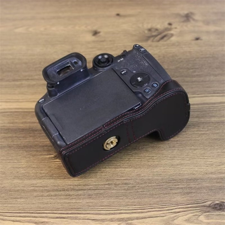 For Canon EOS R7 1/4 inch Thread PU Leather Camera Half Case Base (Brown) - free shipping - PMC TechLife - Order now!